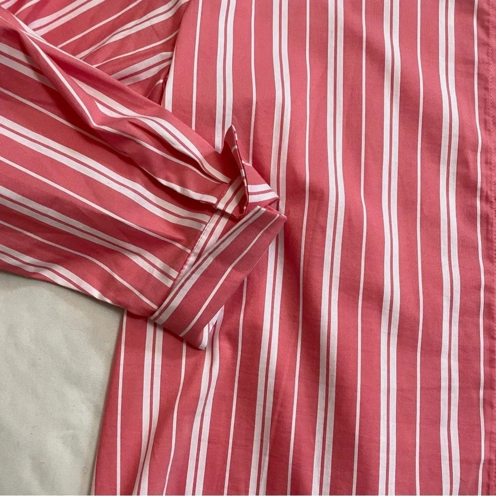 NWT New Zara Red White Striped Cotton Blend Shirt Size S
